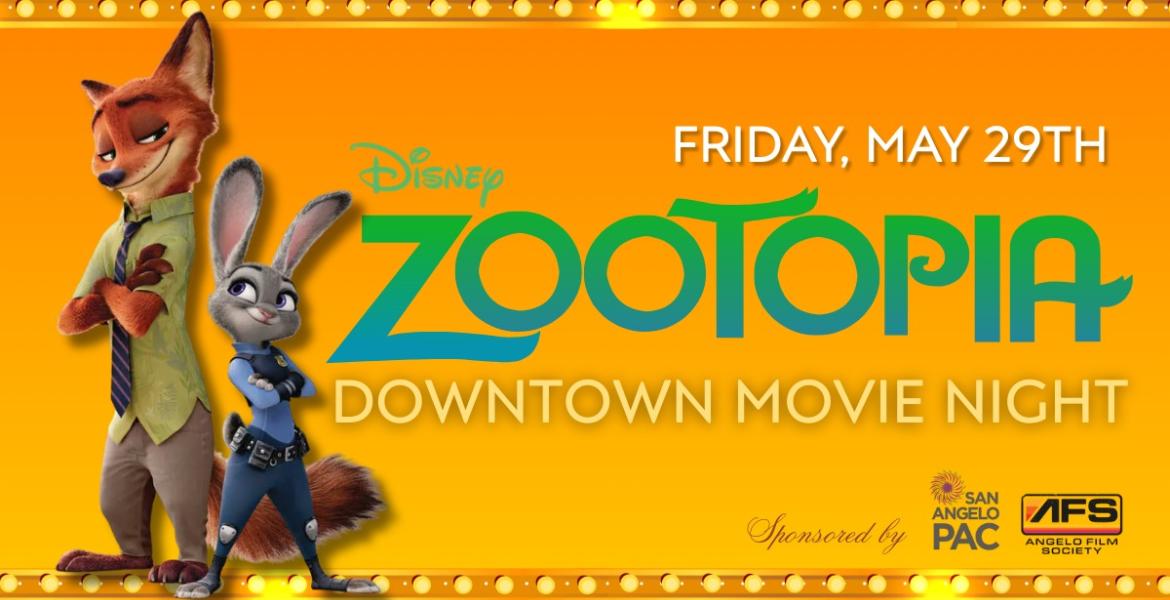 Downtown Movie Night in San Angelo will begin its 2026 summer season May 29 at a new indoor venue with the film “Zootopia.”