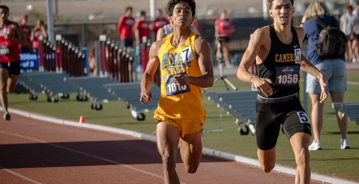 Angelo State's Francis Patanpatan competes during the 2026 Lone Star Conference Track and Field Meet.