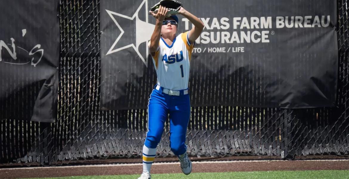 Angelo State's Karli Manney makes a catch during the 2026 softball season.