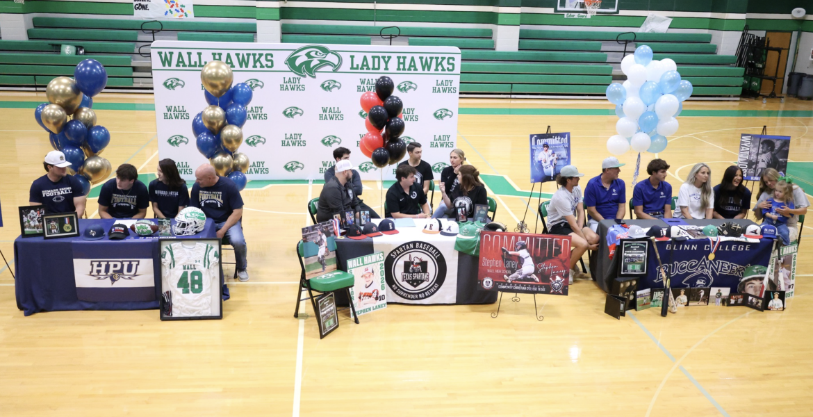 Wall's Wyatt Jost, Stephen Laney, and Dylan Sellars sign to play at the next level.