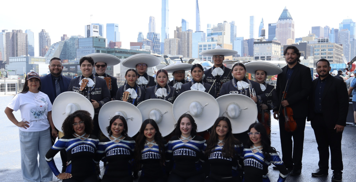The Lake View Mariachi &amp; Lake View High School Chiefettes Dance Team at the USS Intrepid