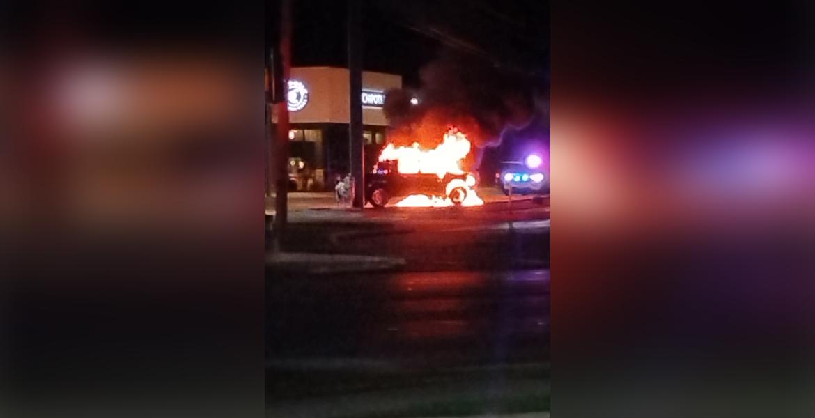 Vehicle fire in San Angelo on May 14, 2026. 