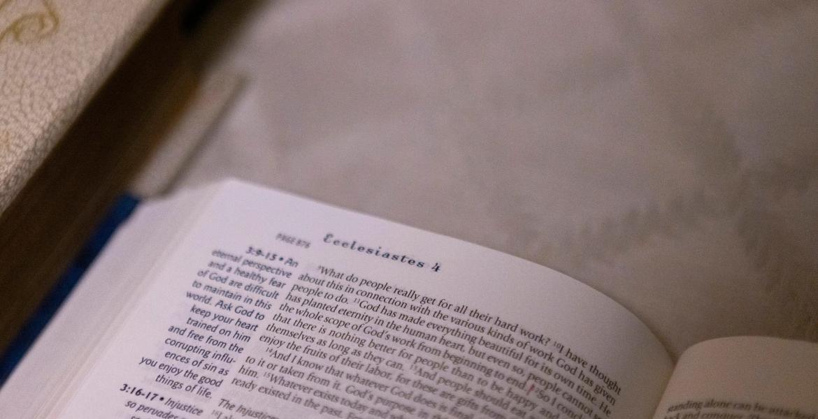 An open Bible in a chapel at the Capitol in Austin on March 17, 2025.