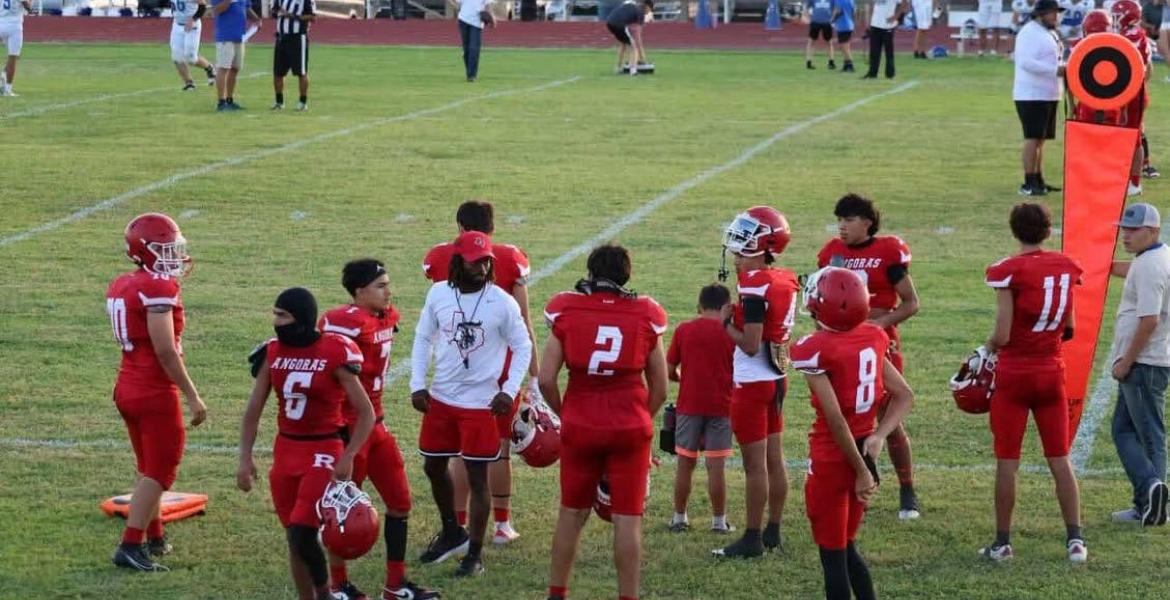 James McIntyre, shown coaching Rockpsrings in 2025, has been named the new head football coach at Richland Springs.