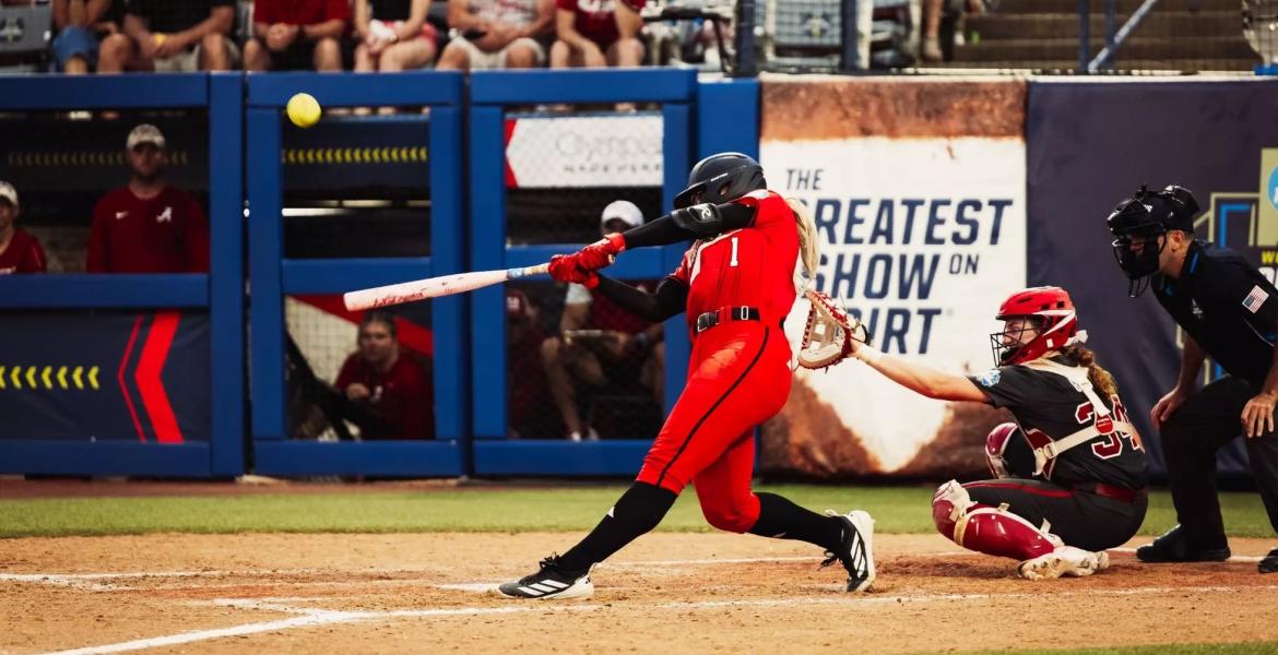 Texas Tech's Mia Williams hits a game-winning home run against Alabama at the 2026 College World Series.
