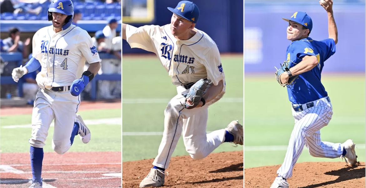 Angelo State's  Austin Beck, Jude Stephens and Garrett Villa