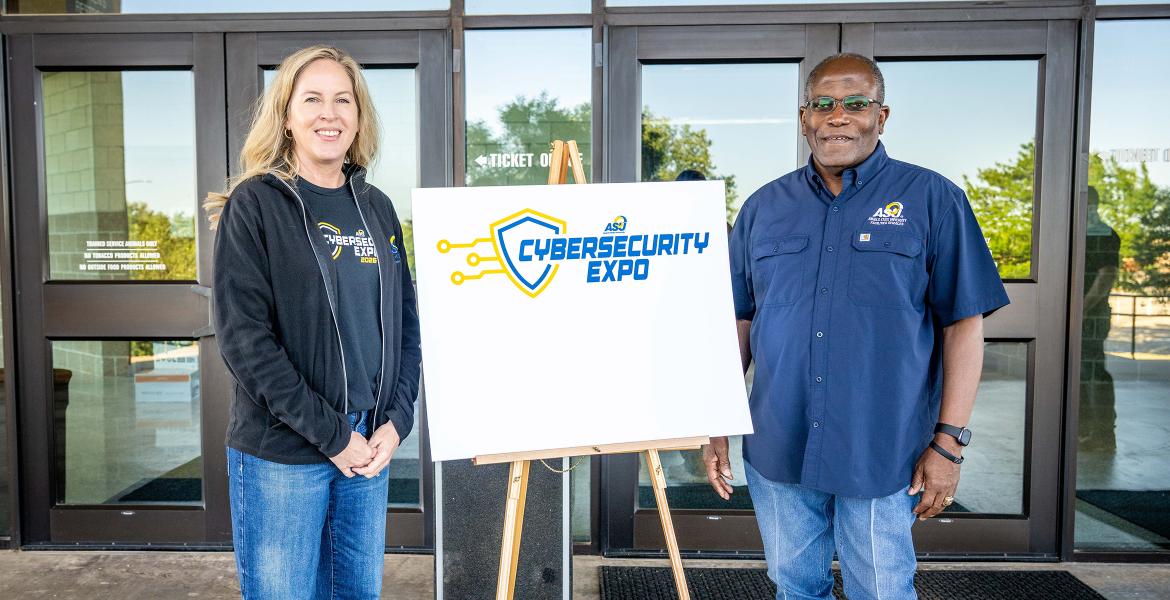 (L-R) Dr. Scarlet Clouse and ASU President Ronnie Hawkins hosting the 2026 ASU Cybersecurity Expo