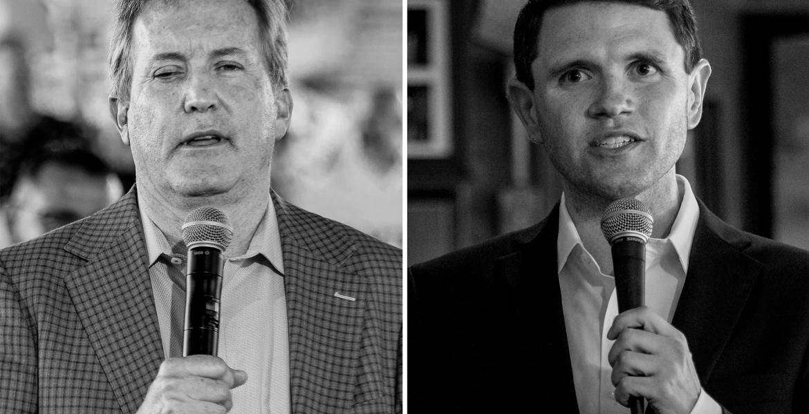 From left: Ken Paxton and James Talarico, the respective Republican and Democratic nominees for Texas' U.S. Senate seat.