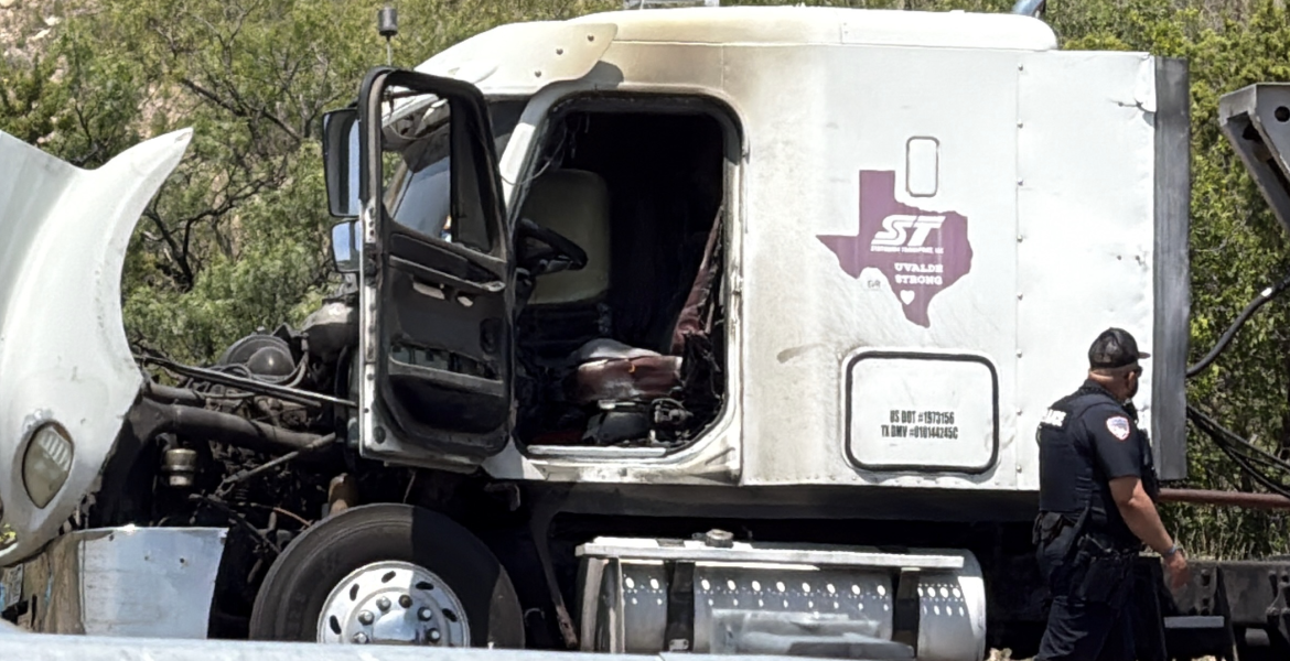 A semi-truck caught fire on U.S. 87 on Thursday, July 23