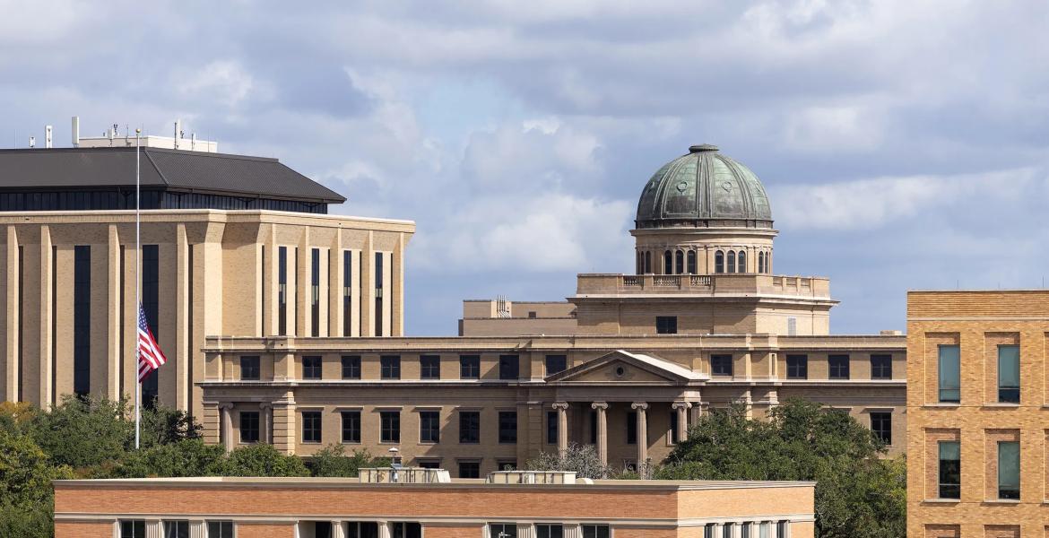 The Academic Building sits on the Texas A&amp;M University campus in College Station on Nov. 13, 2025.