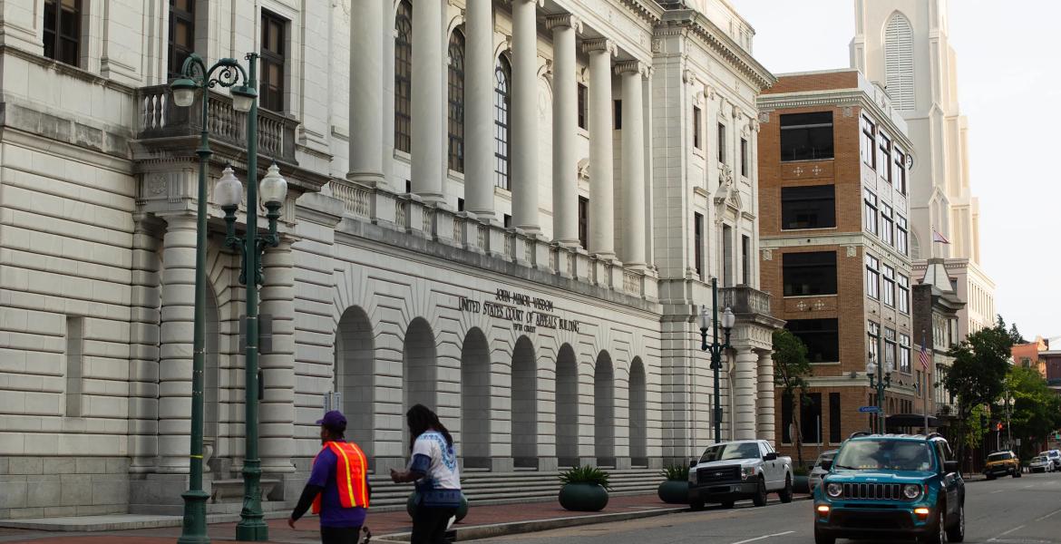 The Fifth Circuit Court of Appeals building in New Orleans on July 1, 2025.