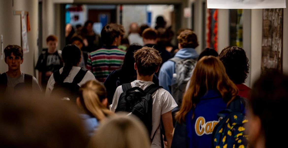 Students walk through the hallway at Lago Vista High School on Sept. 9, 2025 in Lago Vista.