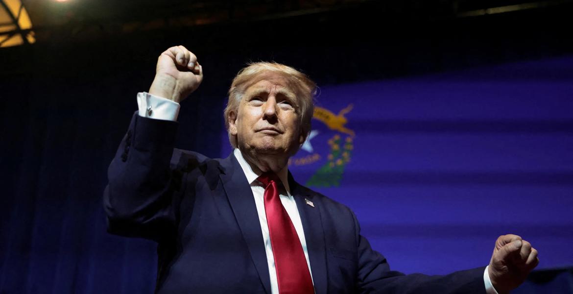 U.S. President Donald Trump gestures after delivering remarks at Red Rock Casino Resort Spa in Las Vegas, Nevada on Aug. 5, 2026.