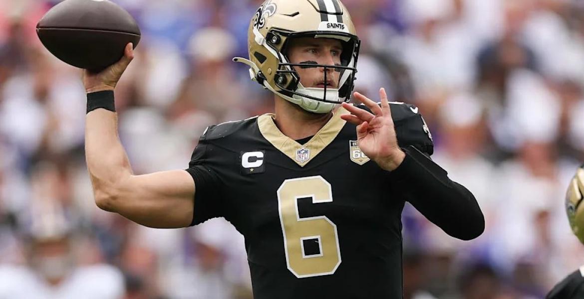 New Orleans quarterback Tyler Shough fires a pass during the 2026 NFL season.