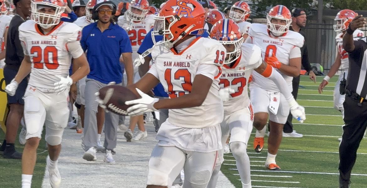 Central Bobcats' Gio Walker after an interception against Mansfield Lake Ridge
