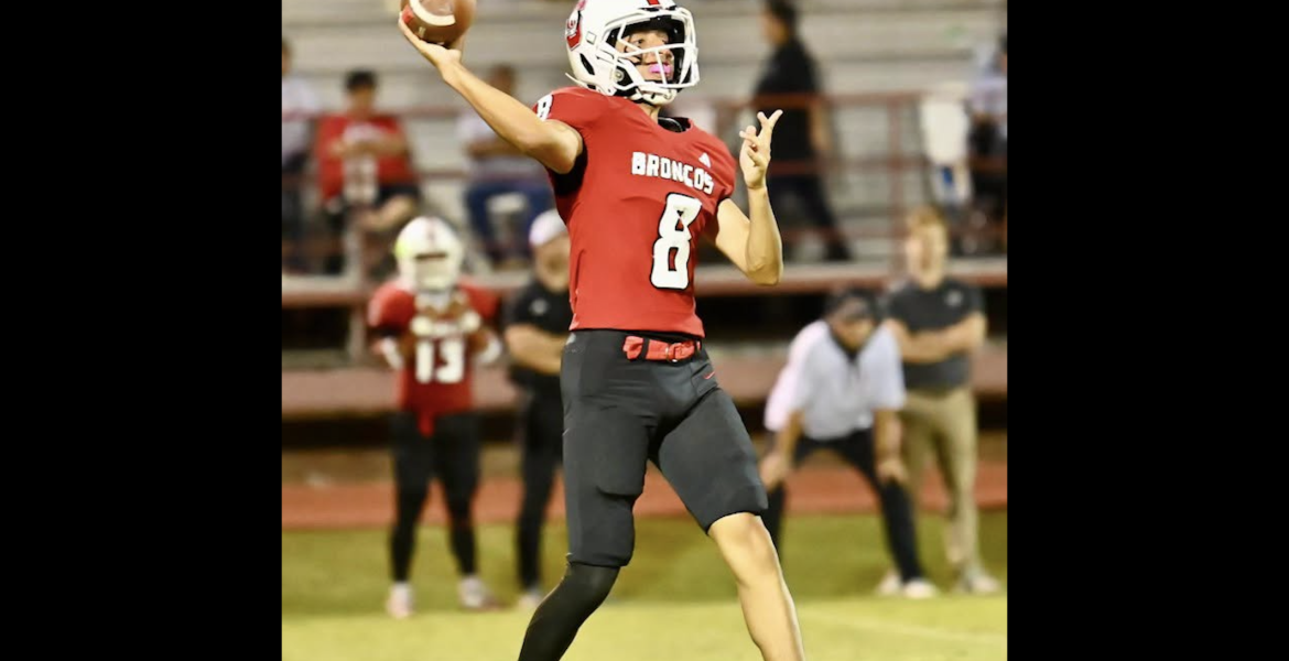 Sonora's Aaron Segura throws a pass against Colorado City on Friday, Sept. 25, 2026.