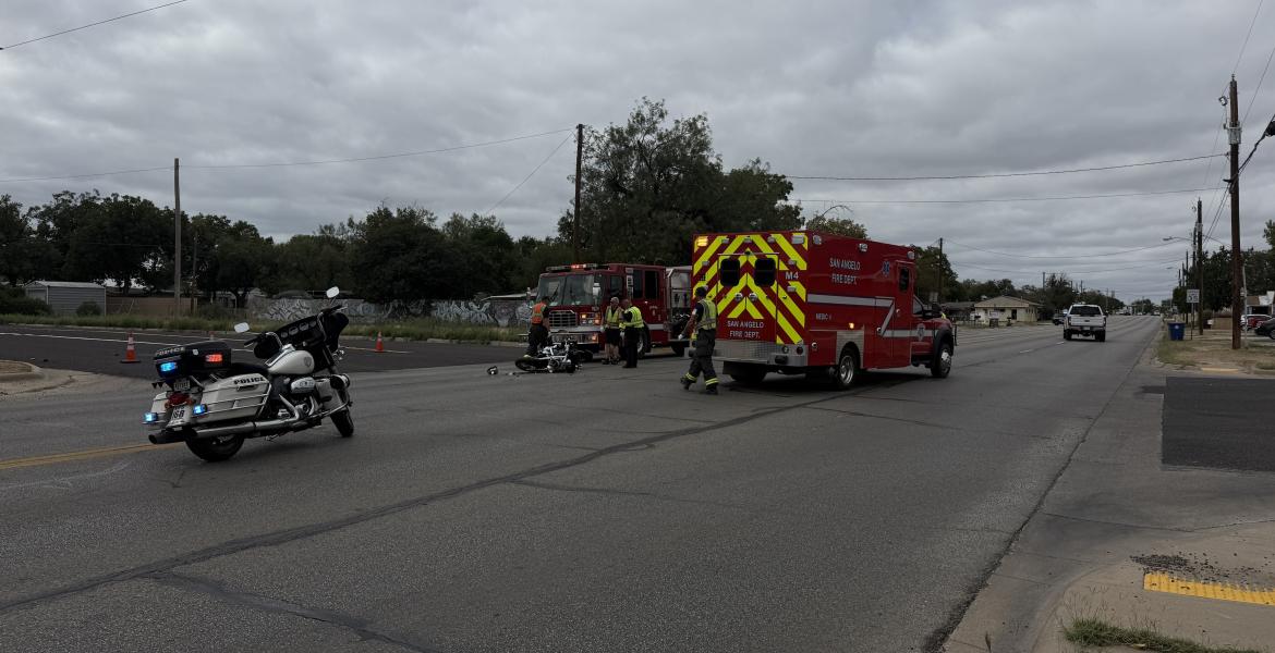 A motorcyclist was taken to the hospital Monday afternoon after colliding with a vehicle on Avenue L.