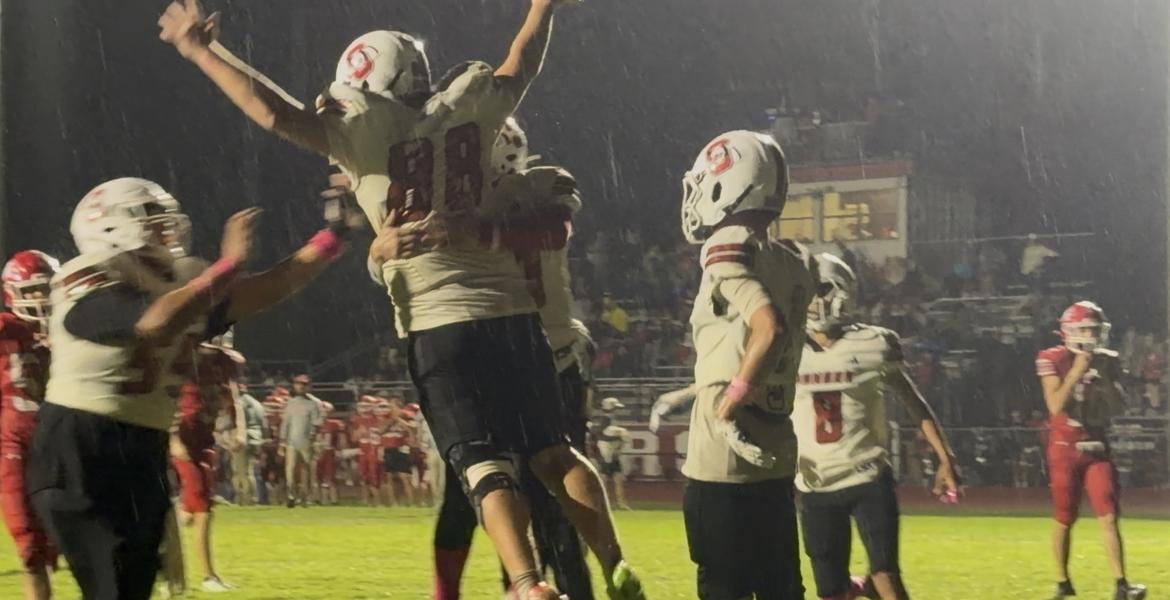 Sonora's Evan Arredondo celebrates after a touchdown against Christoval on Friday, Oct. 2, 2026.
