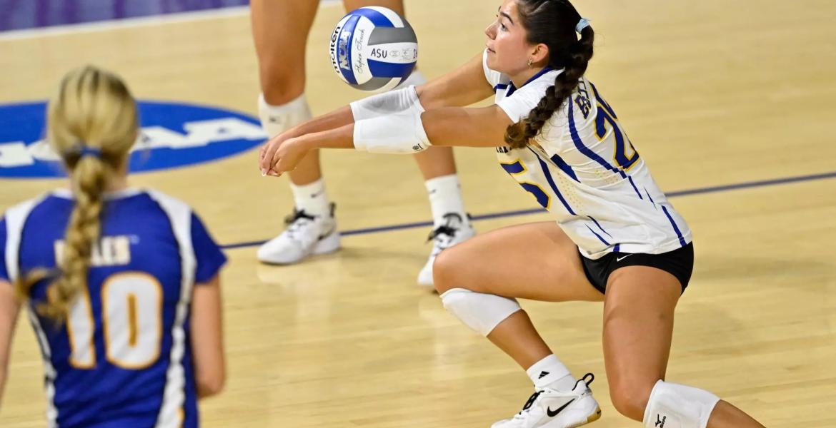 Angelo State's Krizia Perez makes a dig during the 2026 volleyball season.